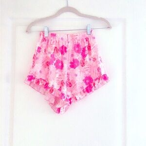 Pink cute small shorts pajama lounge flowers